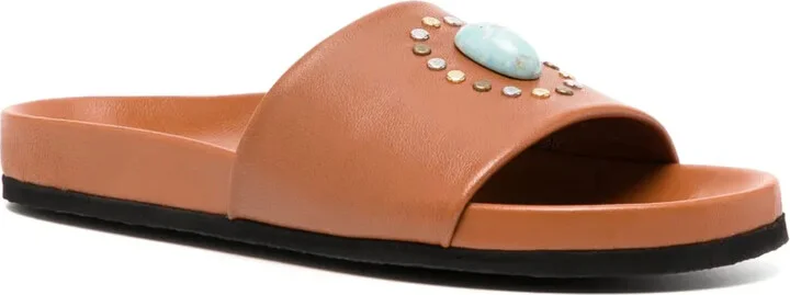 Athena Cognac Open Toe Sandals - Image 2