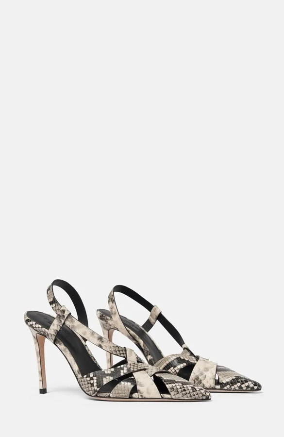 Grey - Snake-Printed Calf