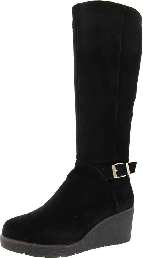 ATLINNA Womens Zipper Leather Knee-High Boots