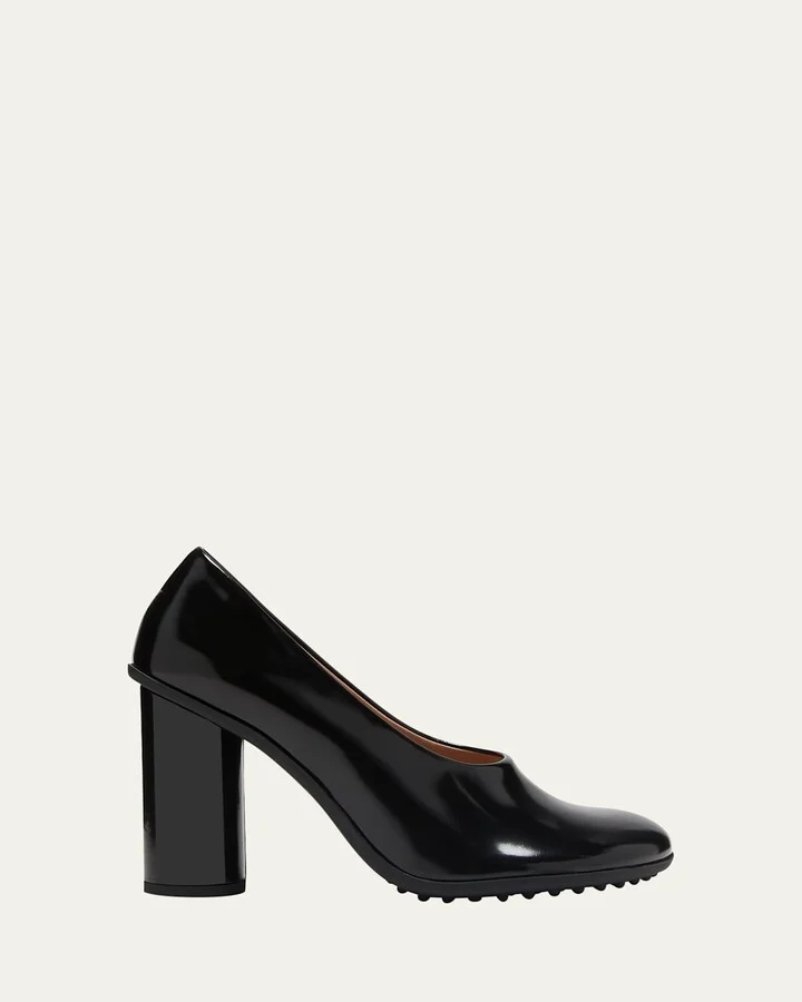 Atomic Leather Cylinder-Heel Pumps