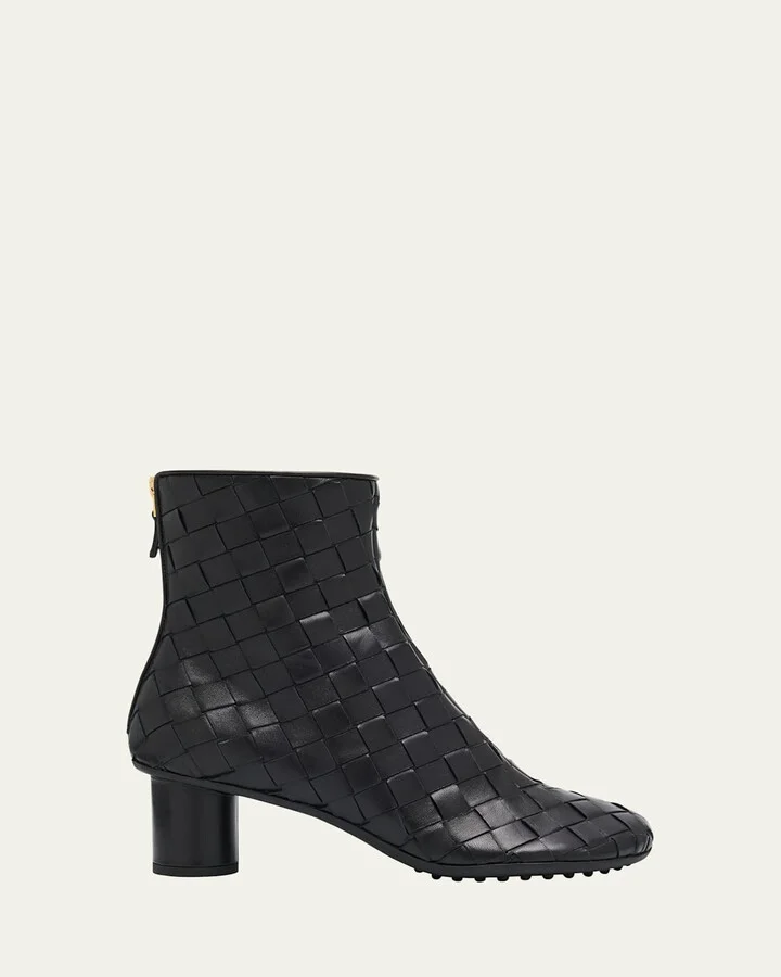 Atomic Woven Leather Cylinder-Heel Booties