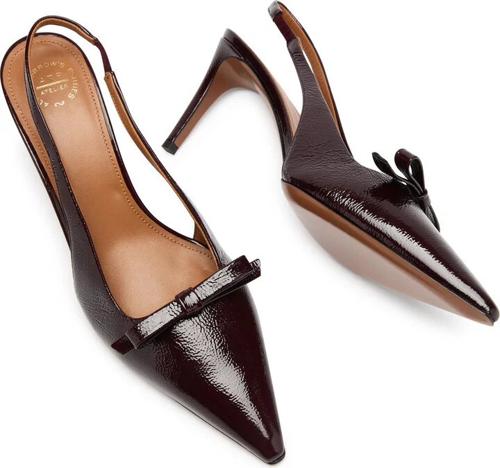 Atp Atelier Thiene 80 Crinkled Patent-leather Slingback Pumps - Image 4