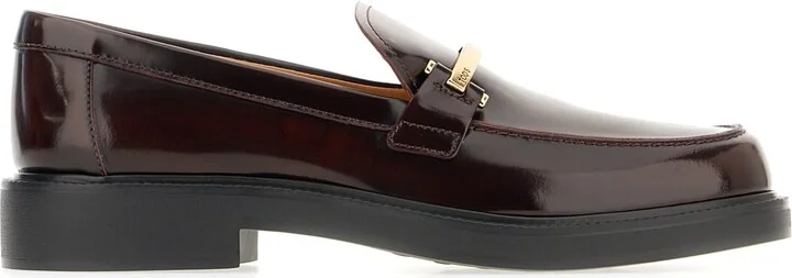 Aubergine Leather Loafers