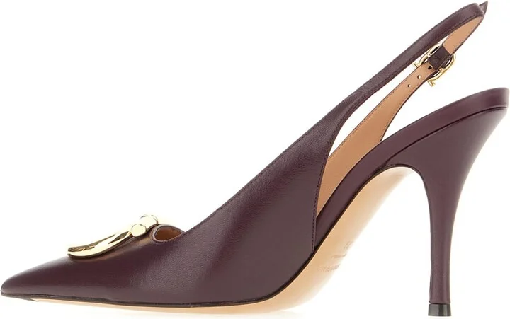 Aubergine Leather Pumps - Image 3