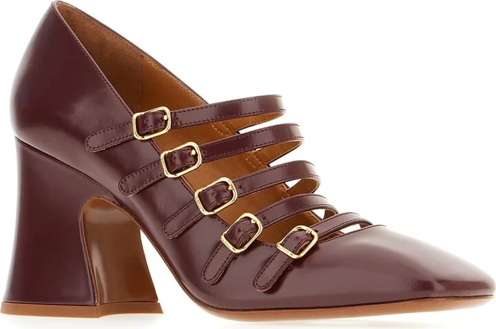 Aubergine Leather Pumps - Image 2