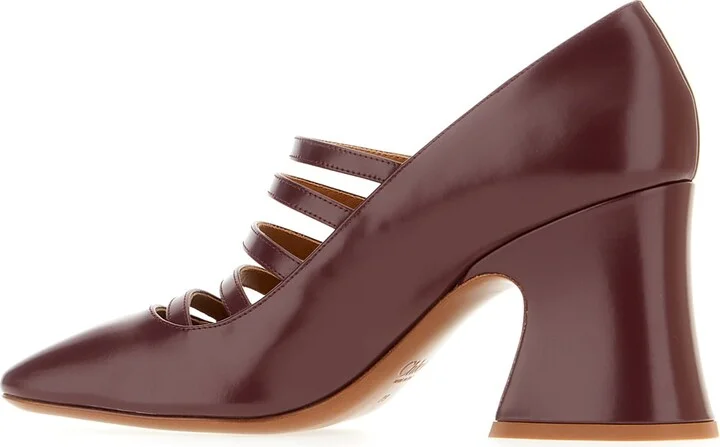 Aubergine Leather Pumps - Image 3