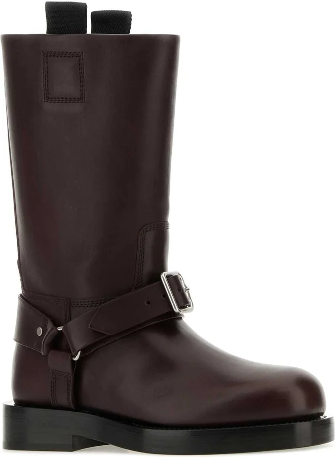 Aubergine Leather Saddle Ankle Boots - Image 2