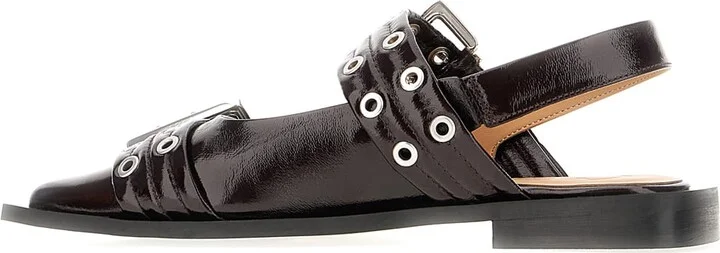 Aubergine Synthetic Leather Feminine Buckle Ballerinas - Image 3