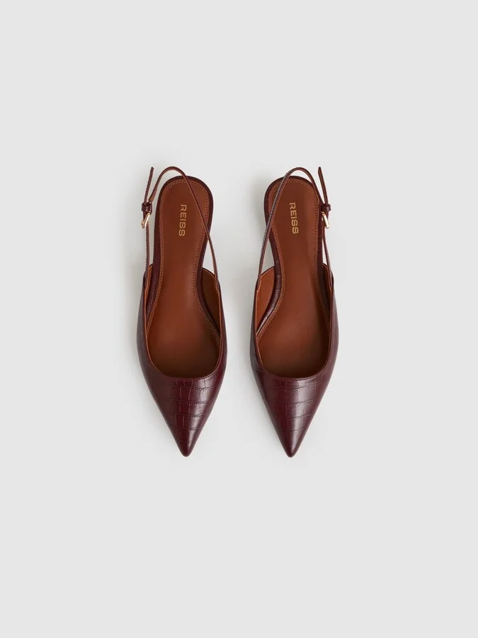 Aubrey Leather Slingback Ballerina Pumps - Image 3