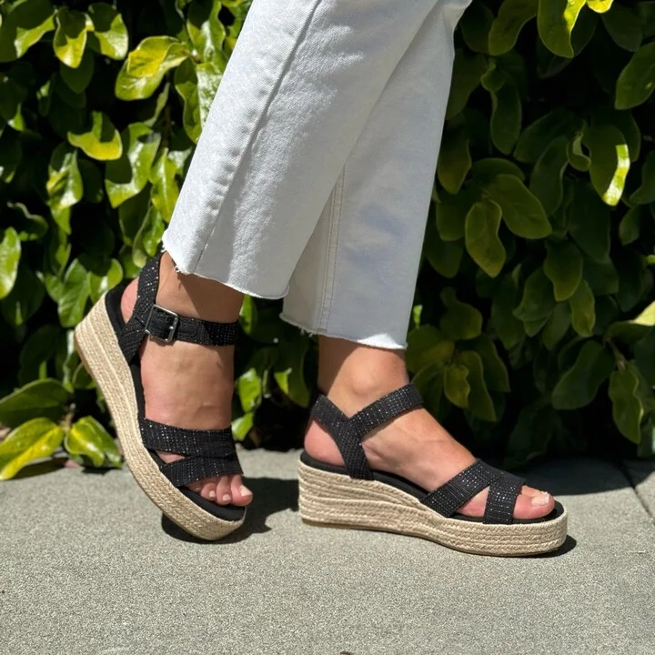Audrey Black Metallic Wedge Sandal - Image 2