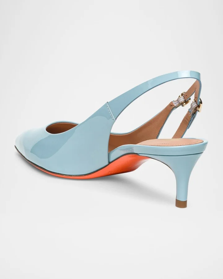 Audrey Patent Kitten Slingback Pumps - Image 2