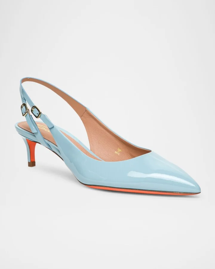 Audrey Patent Kitten Slingback Pumps - Image 5