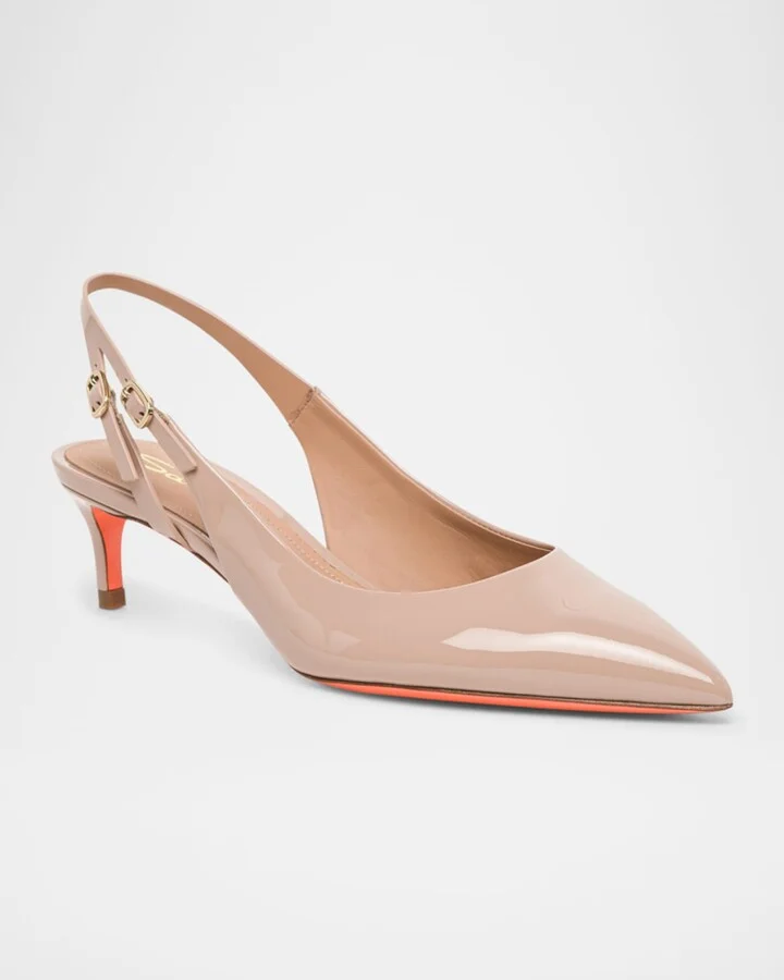 Audrey Patent Kitten Slingback Pumps - Image 3