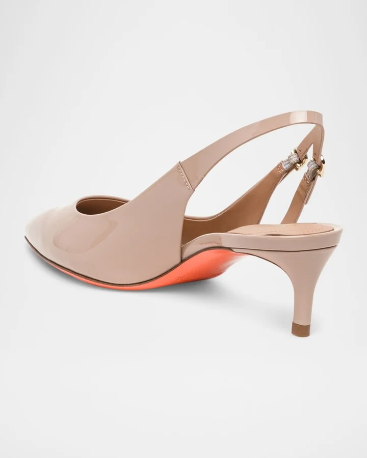 Audrey Patent Kitten Slingback Pumps - Image 5