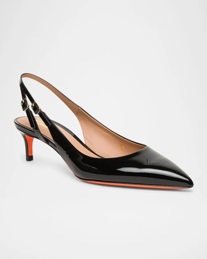 Audrey Patent Kitten Slingback Pumps - Image 3