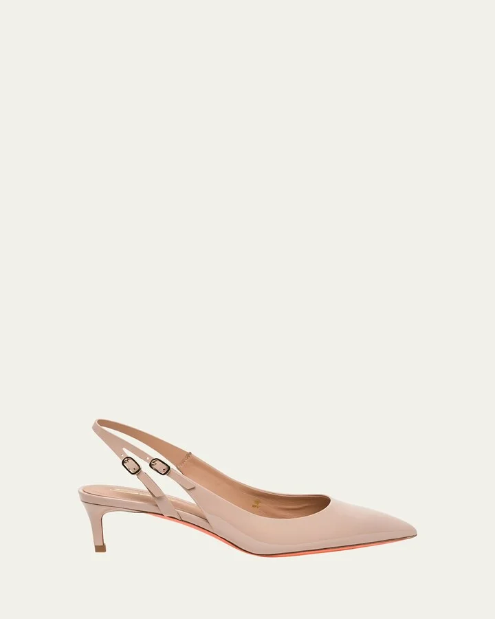 Audrey Patent Kitten Slingback Pumps