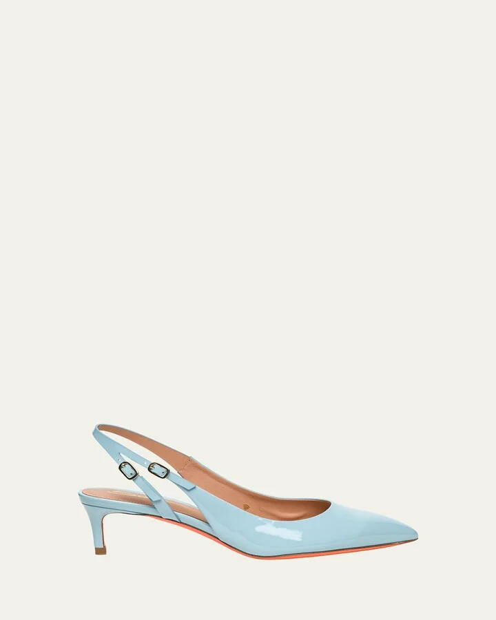 Audrey Patent Kitten Slingback Pumps