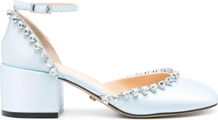 Audrey Satin Crystal Embellished Pumps