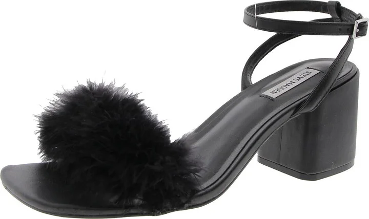 Audrina F Womens Embellished Faux Leather Block Heel