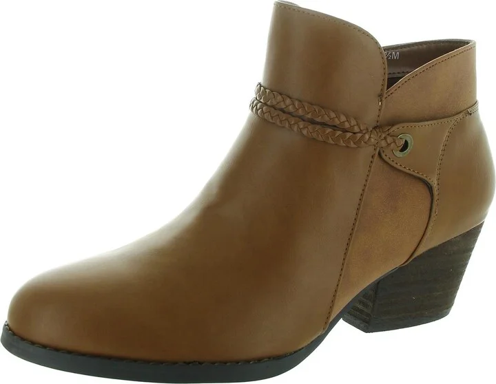 AUDRINA Womens Cushioned Footbed Faux Leather Chelsea Boots