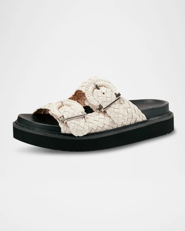 Auggie Woven Leather Dual-Buckle Sporty Sandals - Image 3