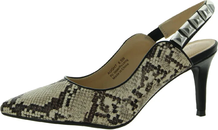 Aught Womens Ankle Strap Animal Print Slingback Heels