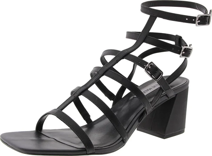 August Womens Strappy Leather Block Heel