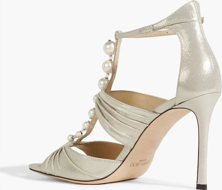 Aura 95 embellished metallic suede sandals - Image 3