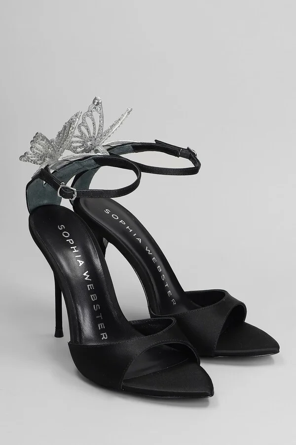 Aura Sandals In Black Satin - Image 2