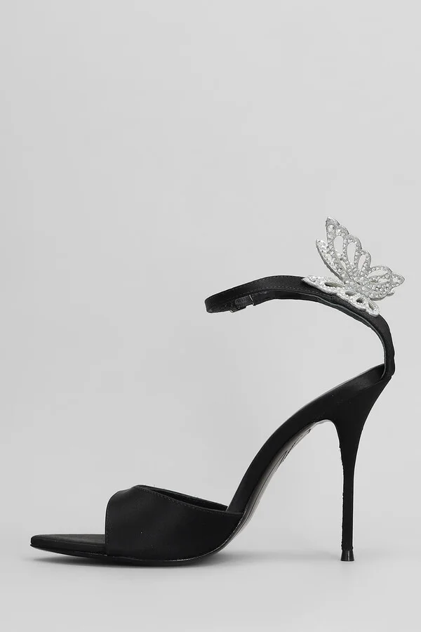 Aura Sandals In Black Satin - Image 3