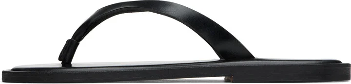 AURALEE Black Leather Tong Flip-Flops - Image 3