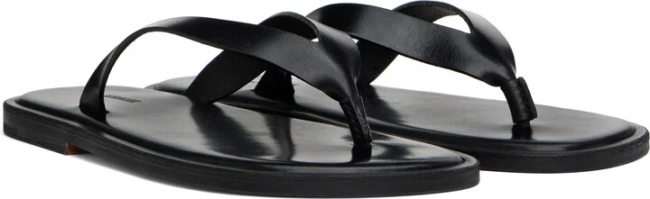 AURALEE Black Leather Tong Flip-Flops - Image 4
