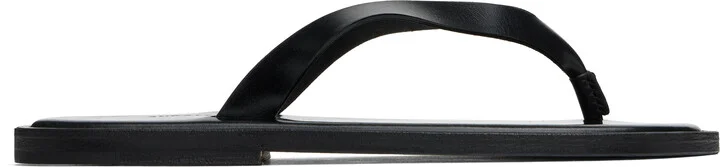 AURALEE Black Leather Tong Flip-Flops