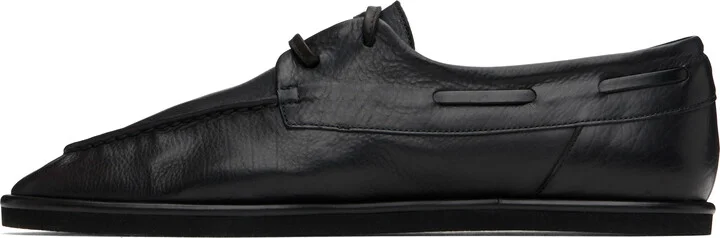 AURALEE Black Soft Leather Deck Shoes - Image 3
