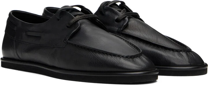 AURALEE Black Soft Leather Deck Shoes - Image 4