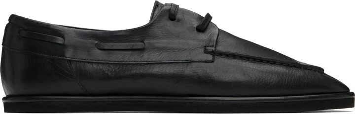 AURALEE Black Soft Leather Deck Shoes