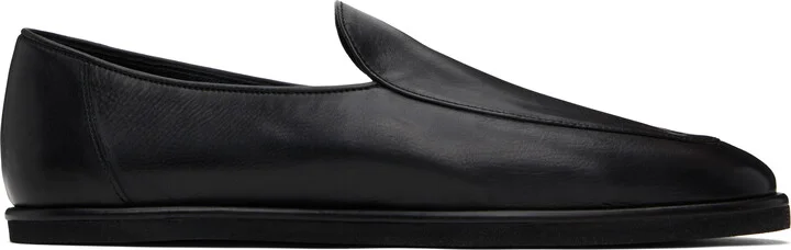 AURALEE Black Soft Leather Slip-on Loafers