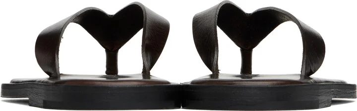 AURALEE Brown Leather Tong Flip-Flops - Image 2