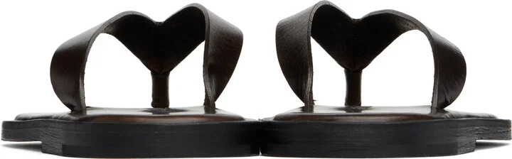 AURALEE Brown Leather Tong Flip-Flops - Image 2