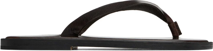 AURALEE Brown Leather Tong Flip-Flops