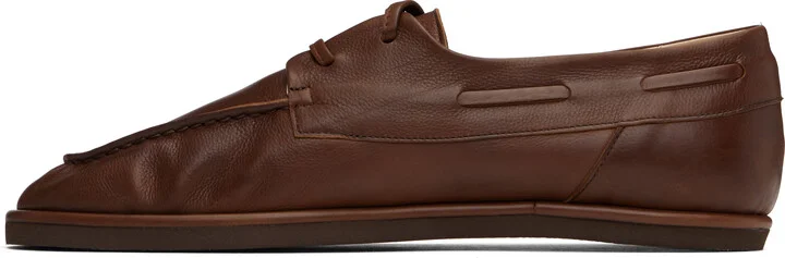 AURALEE Brown Soft Leather Deck Shoes - Image 3