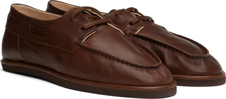 AURALEE Brown Soft Leather Deck Shoes - Image 4