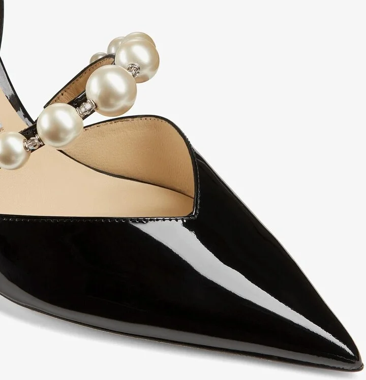 Aurelie 85 Pearl Embellished Pumps in Patent Leather - Image 2