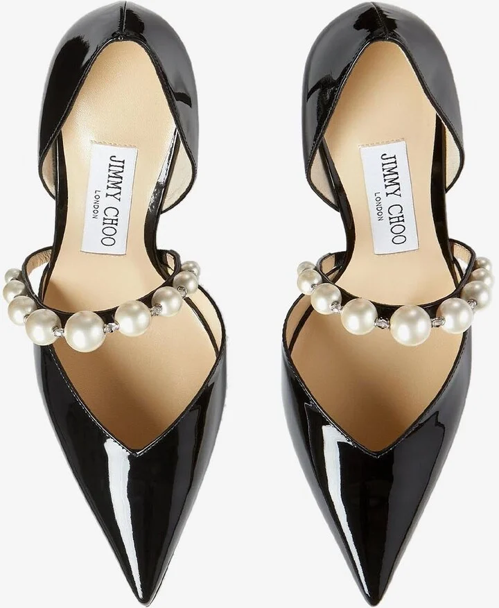 Aurelie 85 Pearl Embellished Pumps in Patent Leather - Image 3