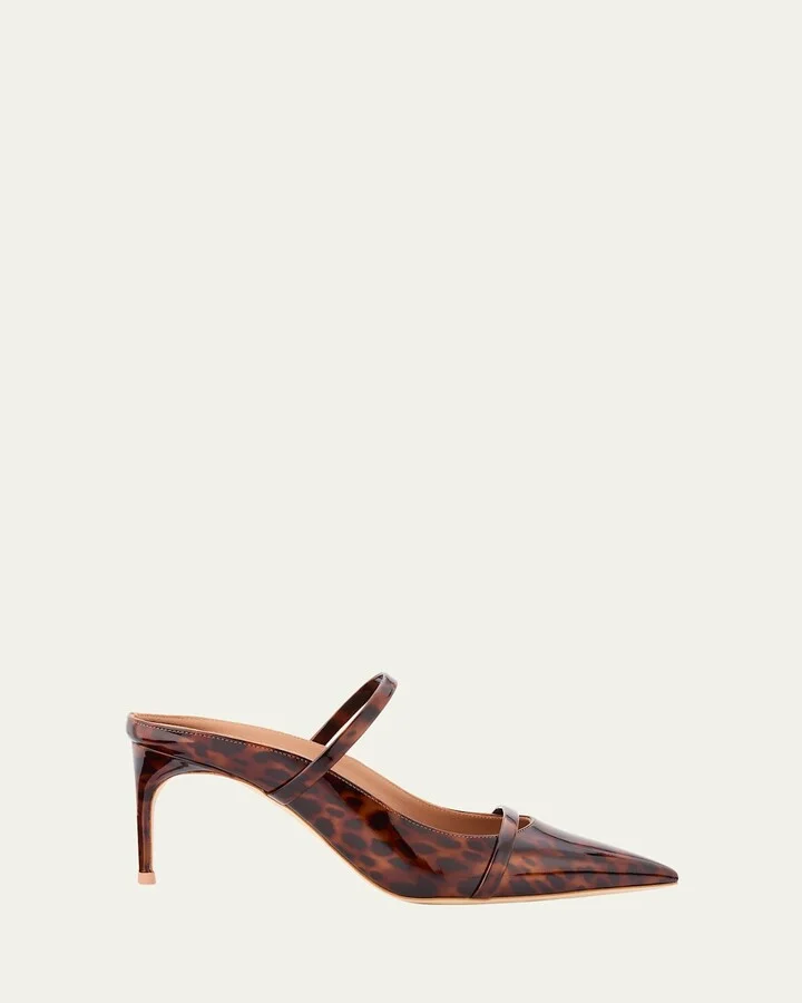 Aurora Leopard Patent Leather Mules
