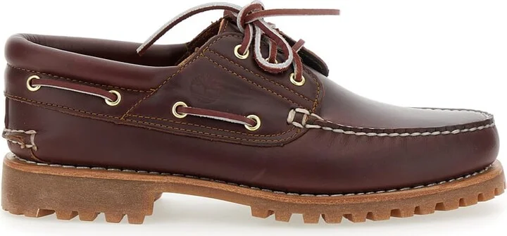 'authentic' Brown Loafers With Embossed Logo On The Side In Leather Man