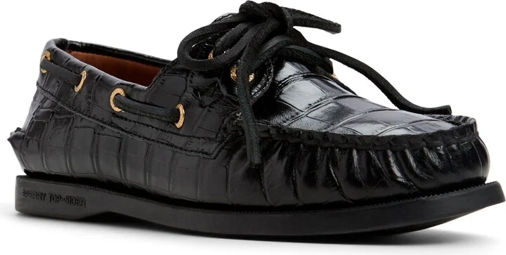 Black Croco Leather Emb Croco