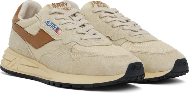 AUTRY Beige & Brown Reelwind Low Sneakers - Image 4