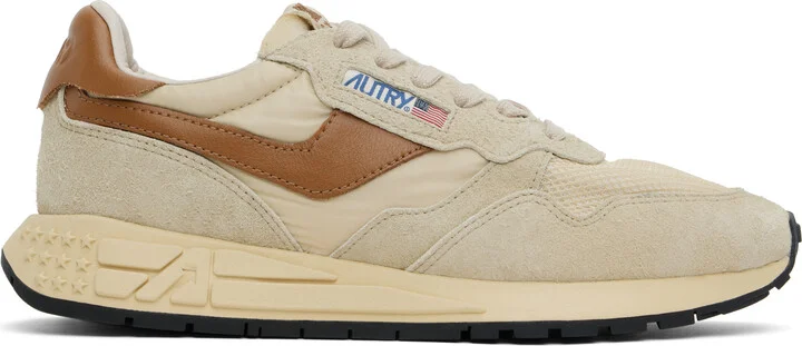 AUTRY Beige & Brown Reelwind Low Sneakers