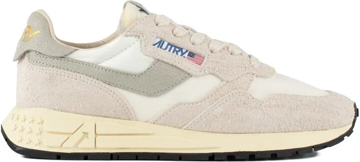 Autry Beige Nylon And Suede Reelwind Low Sneakers